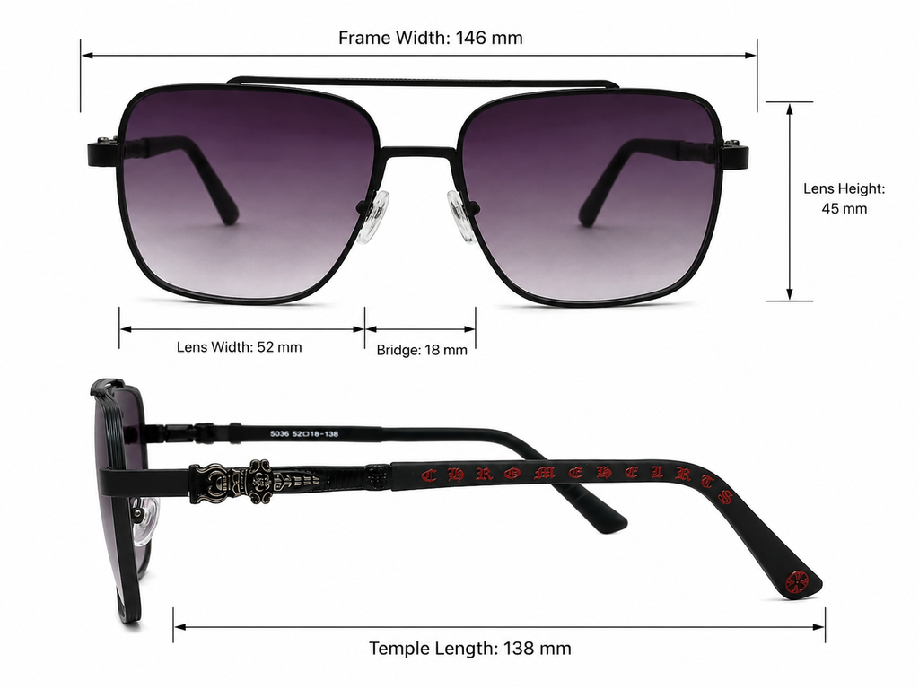 Double-Bridge Square Aviator Sunglasses For Men & Women