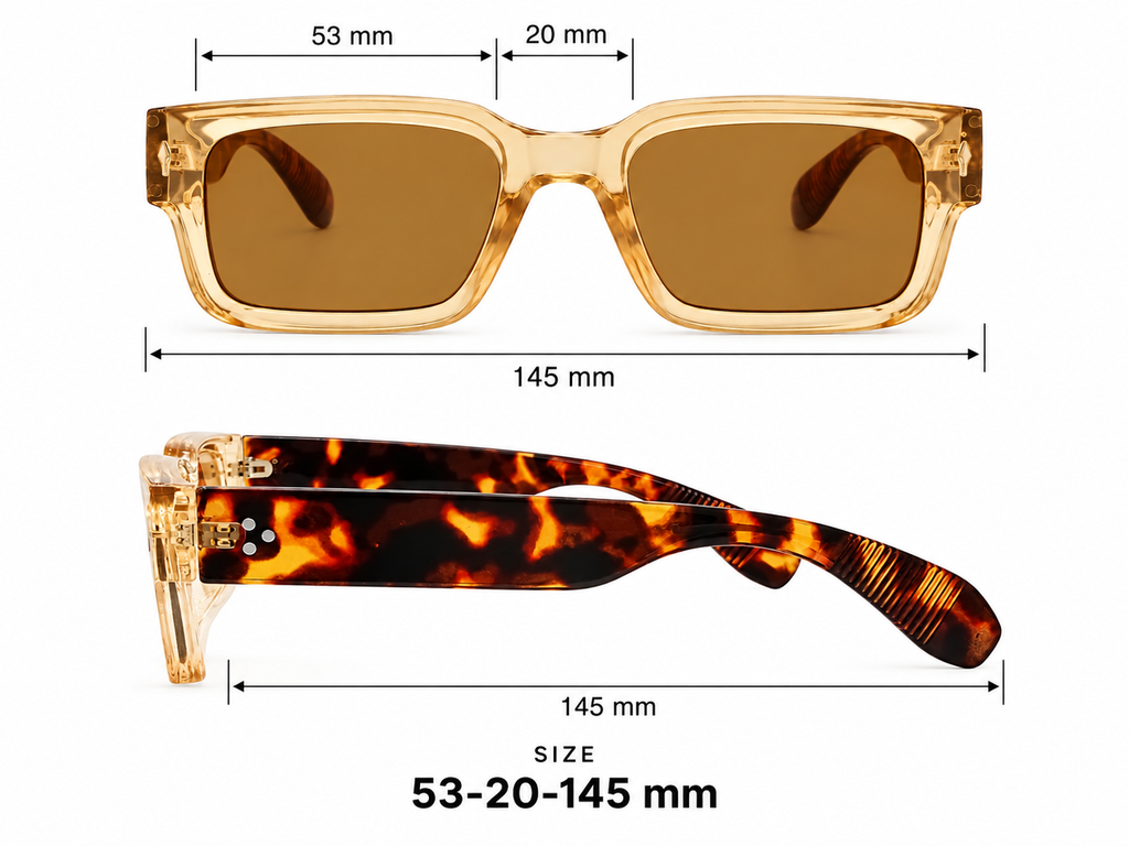 Champagne Crystal & Brown Havana Rectangular Sunglasses