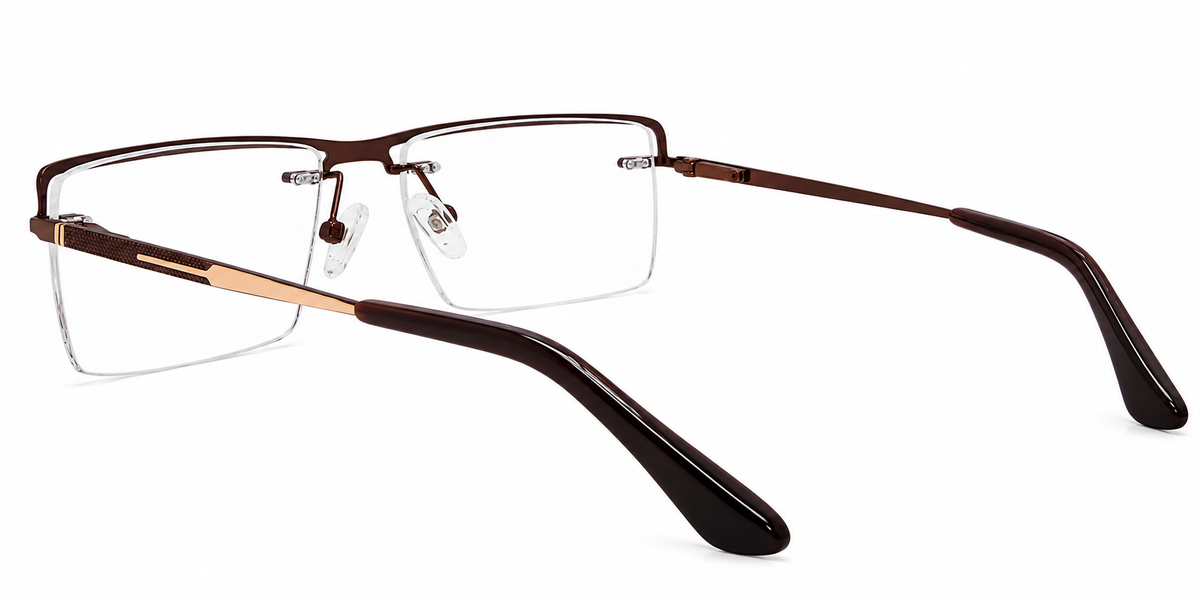 Executive Brown & Gold Semi-Rimless Eyeglasses
