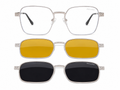 Police Style Premium Attachment Eyeglasses – Silver Metal Frame