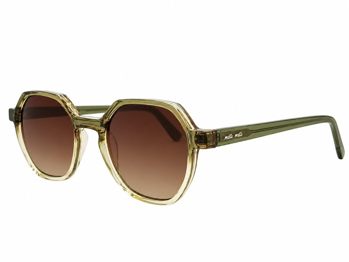 Transparent Olive Green Geometric Sunglasses