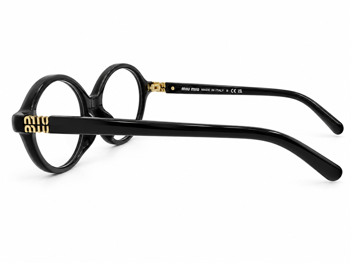 Premium Oval Black Eyeglasses Frame with Gold Detail