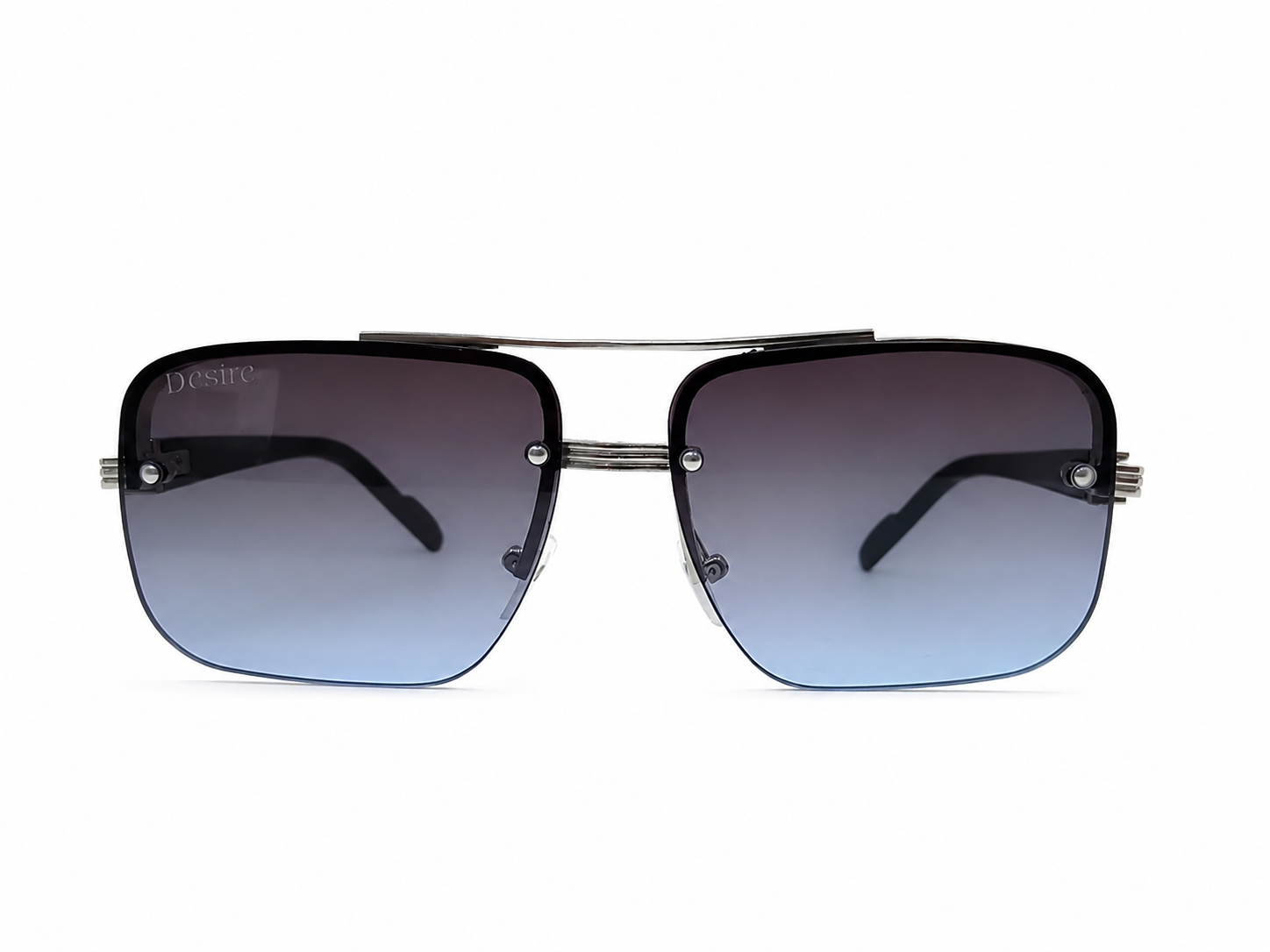 Desire Luxury Square Gradient Sunglasses – Black & Silver Frame