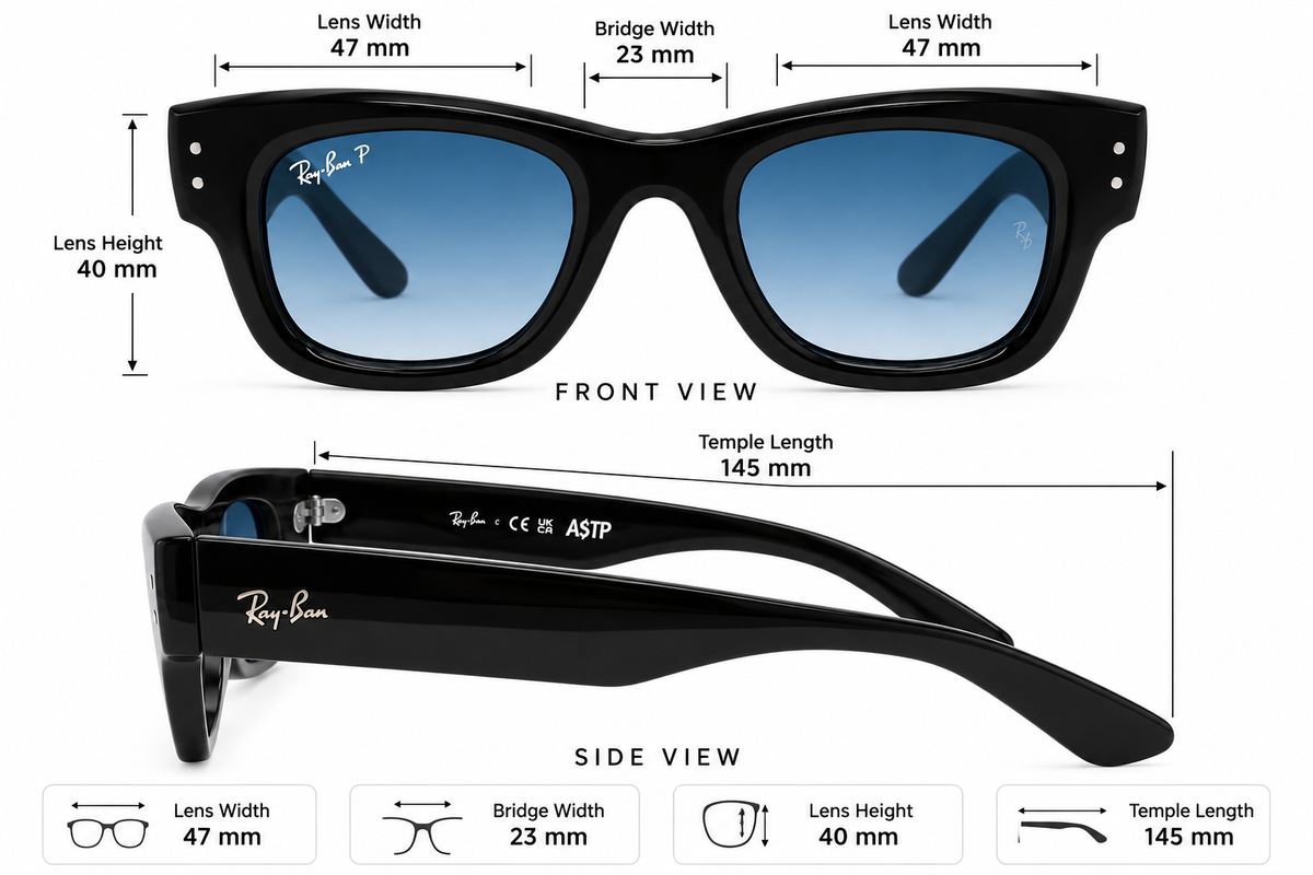The Bold One – Chunky Wayfarer Sunglasses with Ice Blue Gradient Lenses