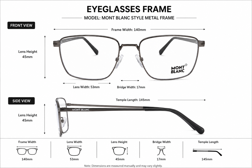 Premium Square Metal Optical Eyeglasses Frame