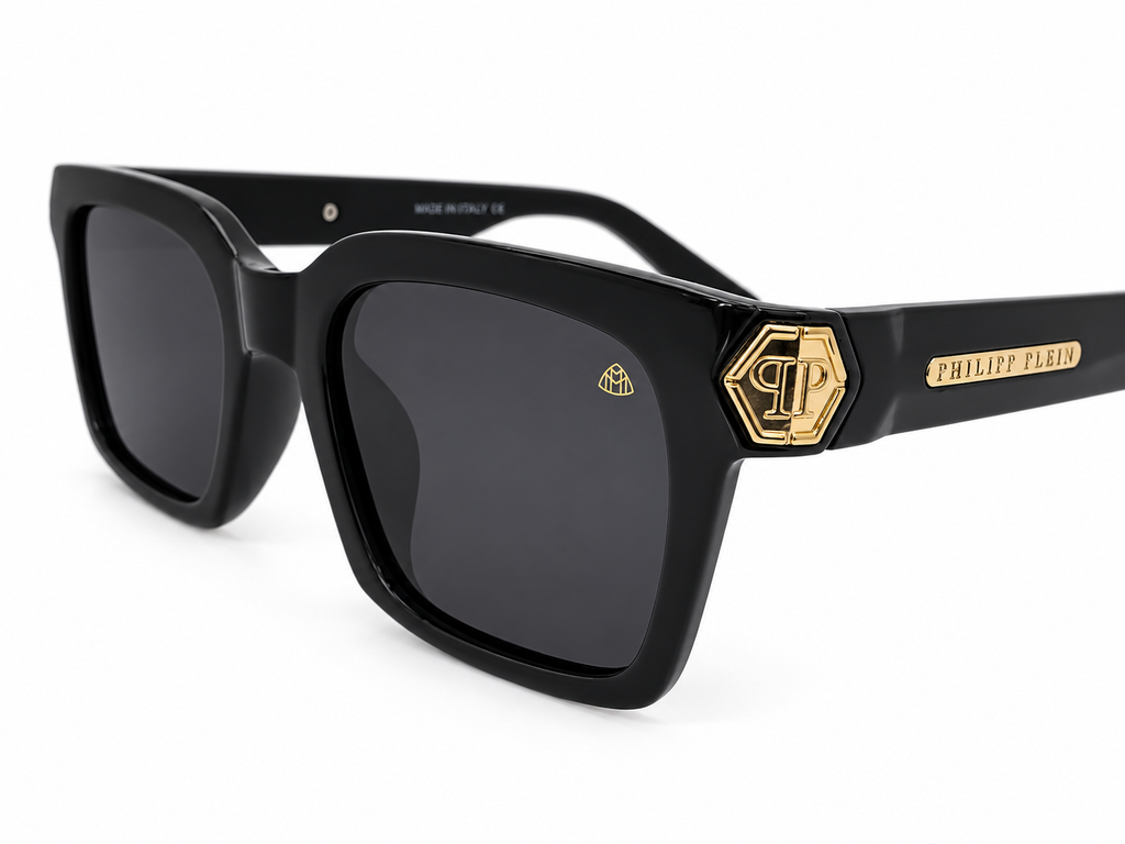 Philipp Plein Style Premium Black Sunglasses – Gold Detail