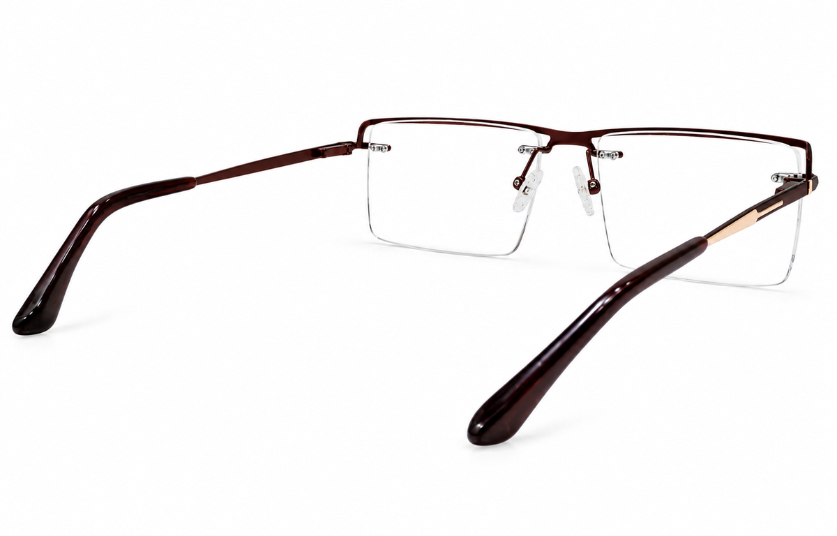 Executive Brown & Gold Semi-Rimless Eyeglasses