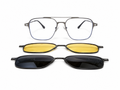 Magnetic Clip-On Eyeglasses – 3-in-1 Frame (Clear, Grey & Night Vision Clip)