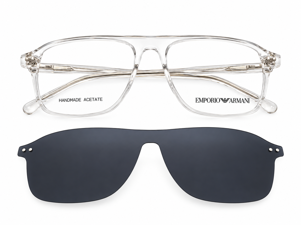 2-in-1 Polarized Clip-On Eyeglasses | Rectangular Acetate Optical Frame