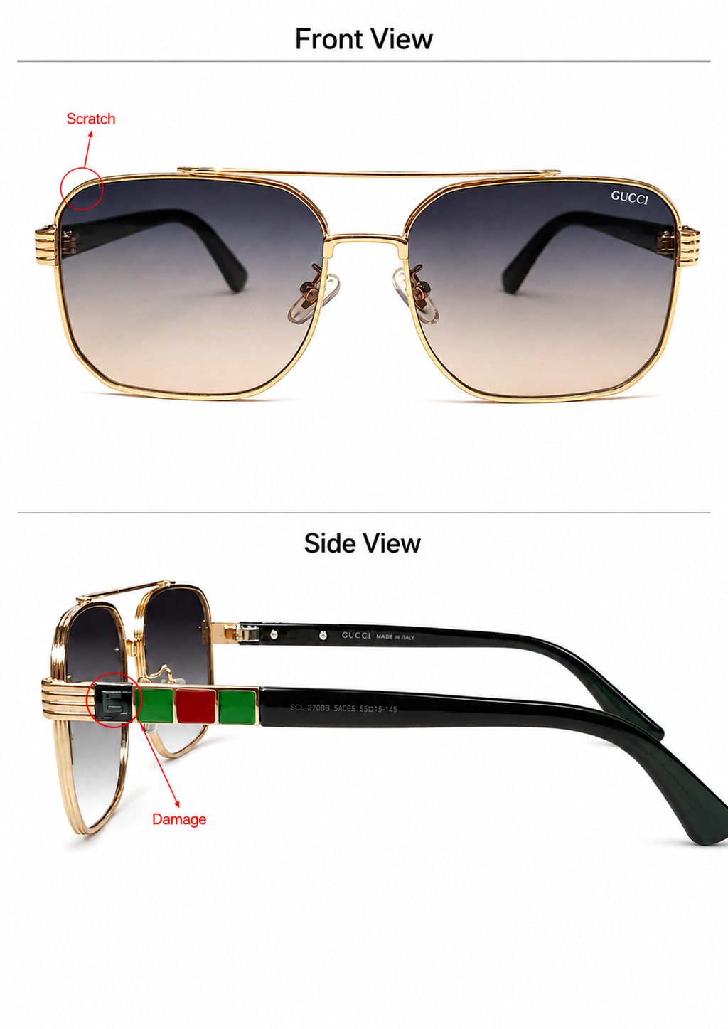 Luxury Aviator Square Sunglasses – Unisex