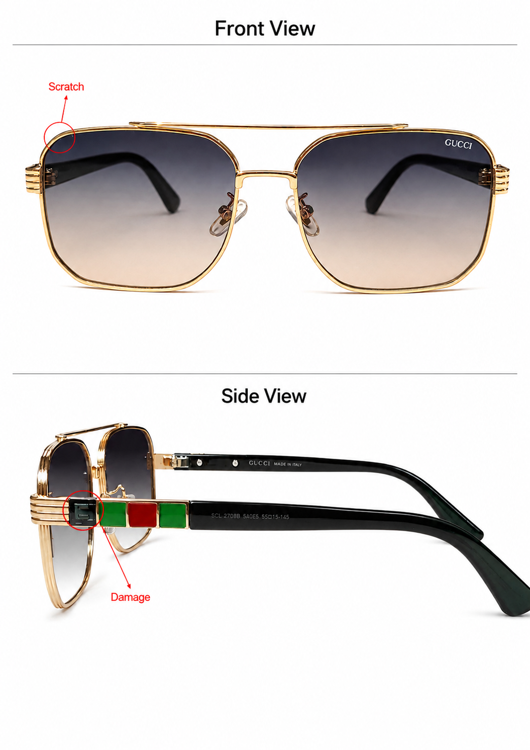 Luxury Aviator Square Sunglasses – Unisex