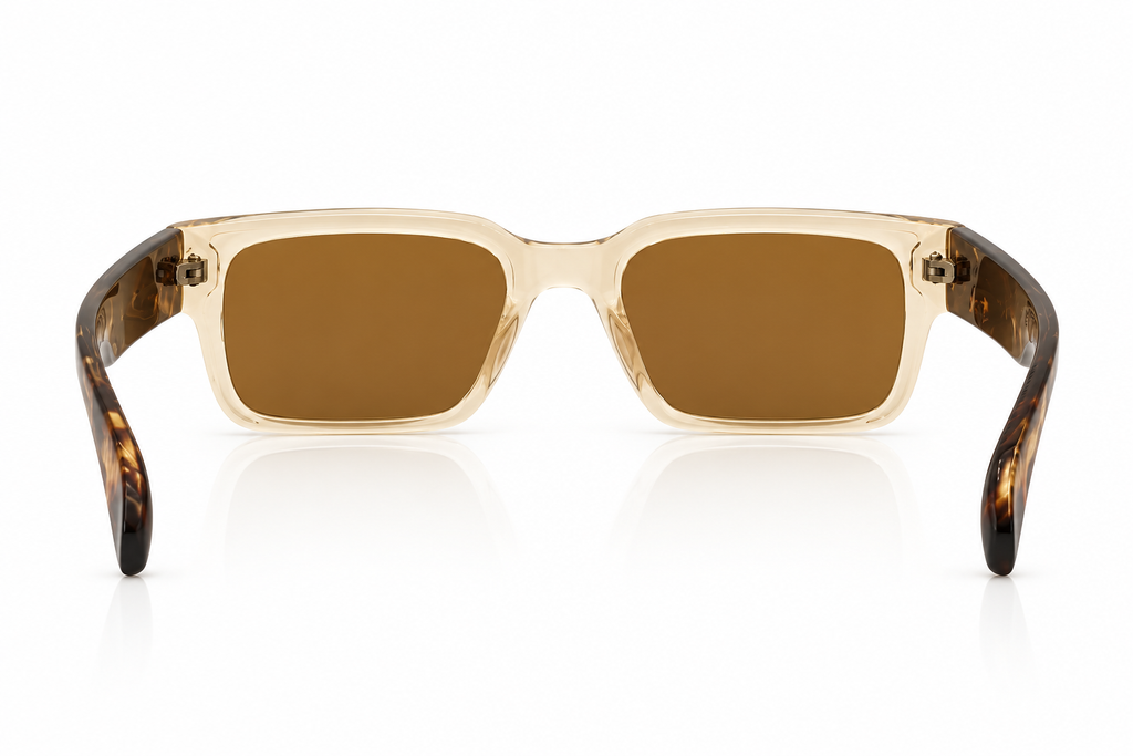 Champagne Crystal & Brown Havana Rectangular Sunglasses