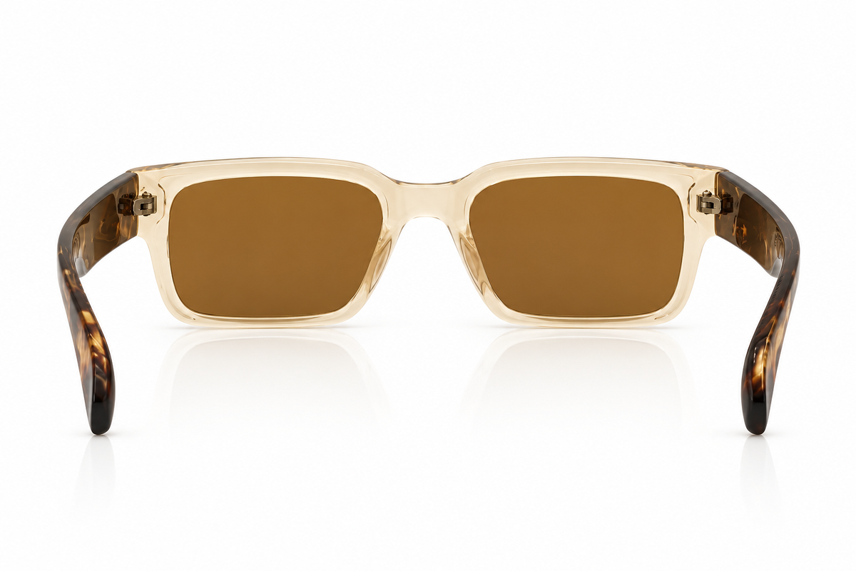 Champagne Crystal & Brown Havana Rectangular Sunglasses