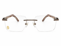 Luxury Rimless Rectangular Eyeglasses – Real Wood Temples | 120201