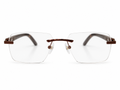 120637J Col.04 Premium Rimless Eyeglasses – Brown | Wood Temples