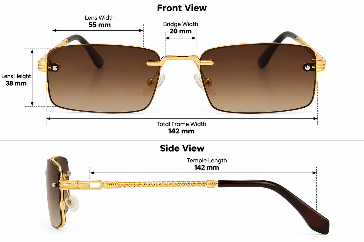 Luxury Rimless Brown Gradient Sunglasses – Gold Rope Temple Square