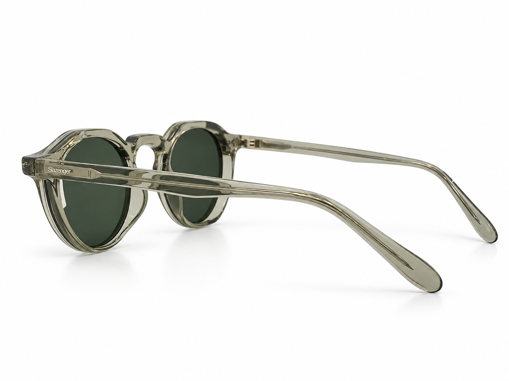 Crystal Olive Panto Round Sunglasses