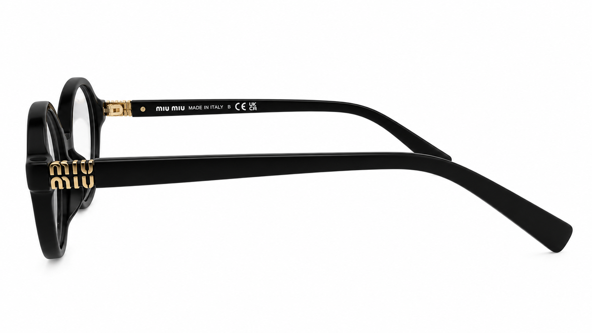 Premium Oval Black Eyeglasses Frame with Gold Detail