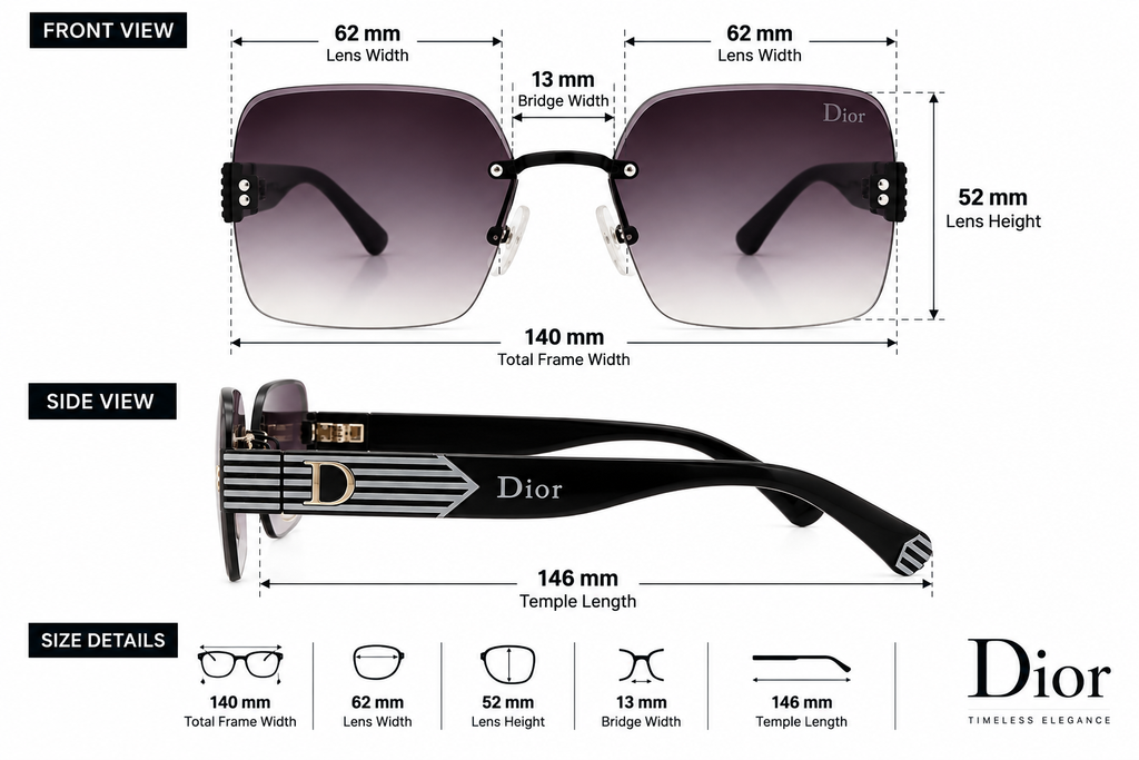 Luxury Oversized Square Rimless Sunglasses – Gradient Lens