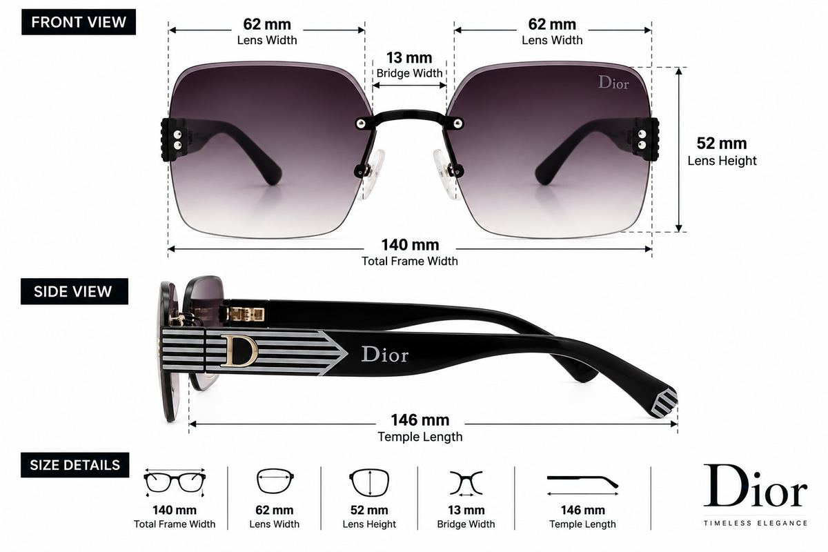 Luxury Oversized Square Rimless Sunglasses – Gradient Lens