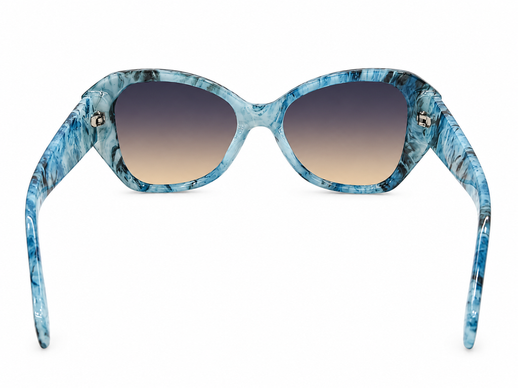 Aqua Blue Marble Oversized Statement Sunglasses