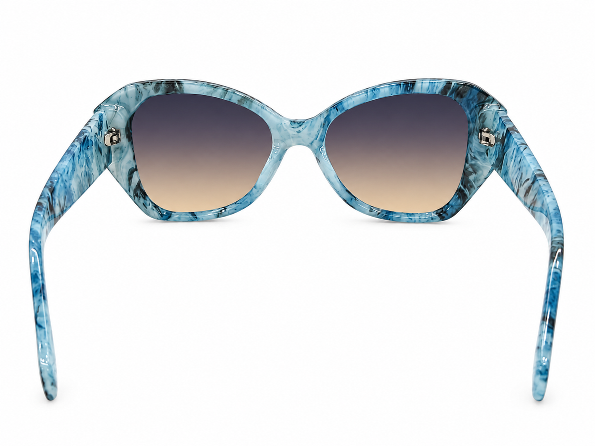 Aqua Blue Marble Oversized Statement Sunglasses