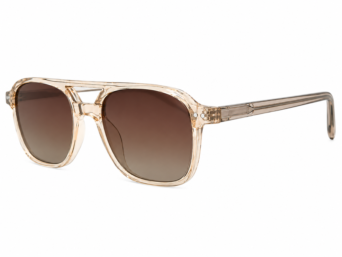 Transparent Champagne Double Bridge Unisex Sunglasses