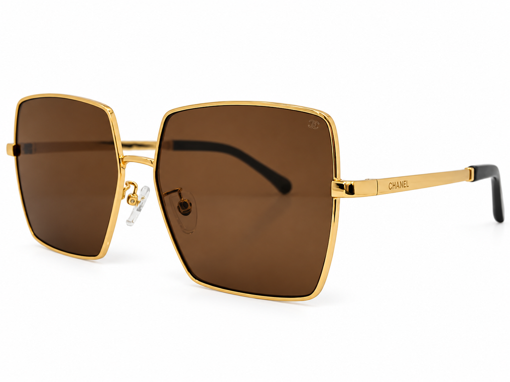 Luxe Oversized Square Sunglasses for Women – Gold & Brown