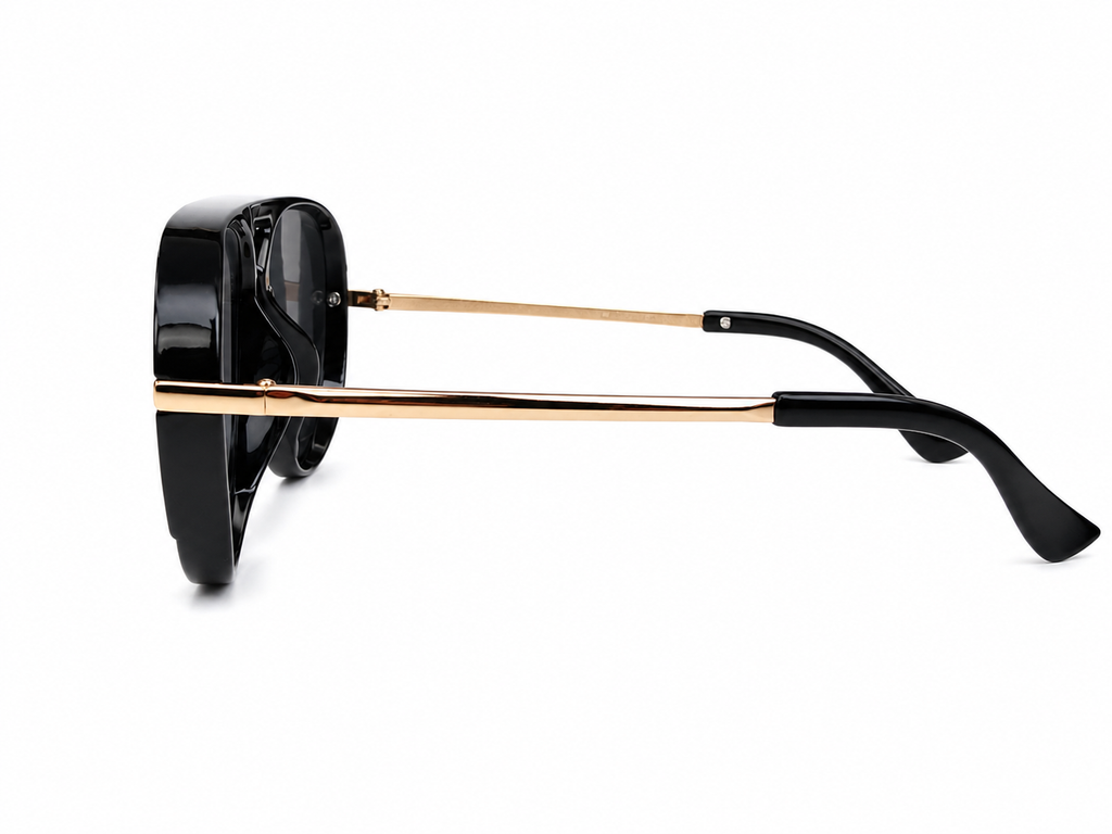 Black Aviator Sunglasses – Gold Accent | Unisex