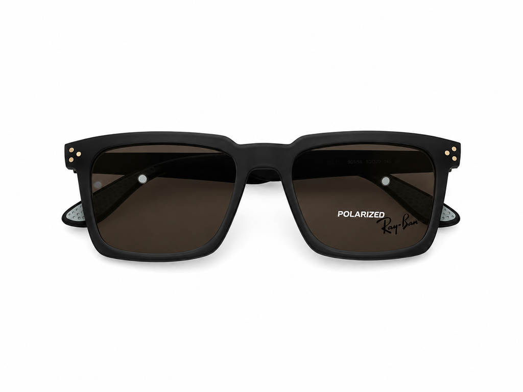 Magnetic Clip-On Eyeglasses with Polarized Attachment – Square Rectangle Frame