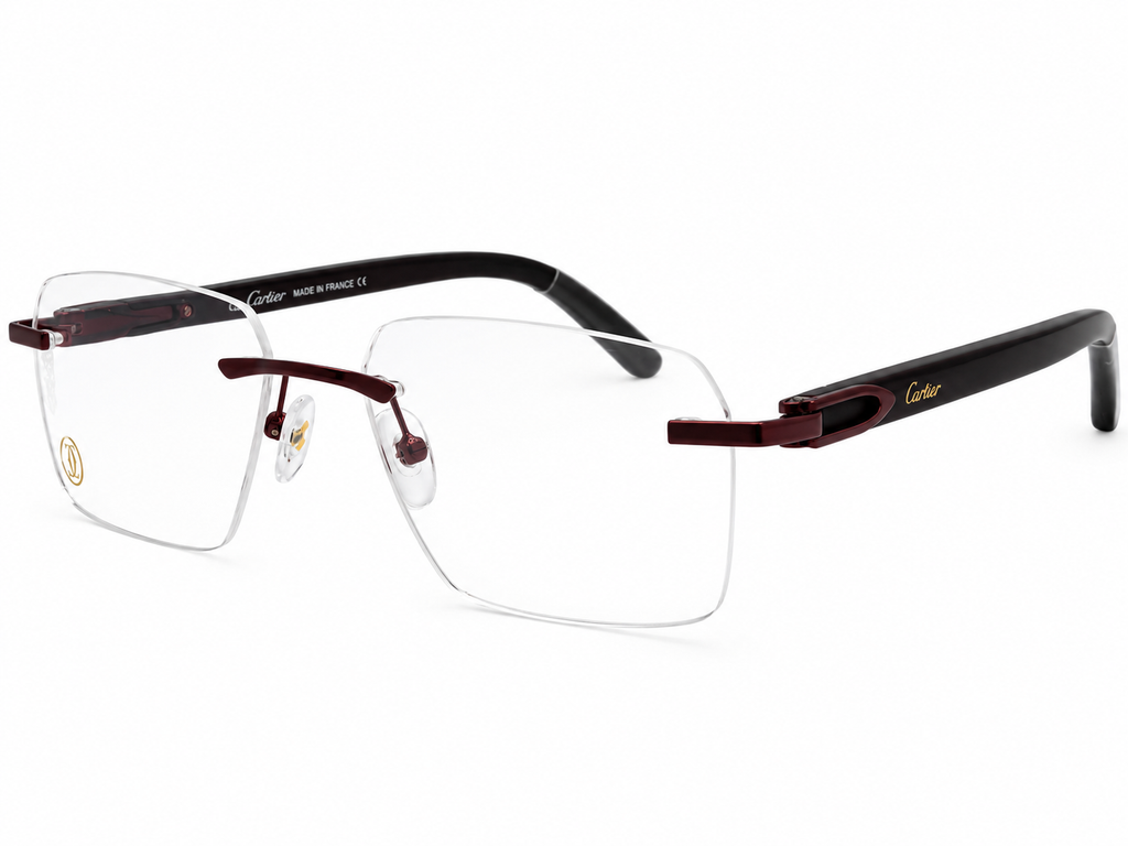 120637J Col.04 Premium Rimless Eyeglasses – Brown | Wood Temples