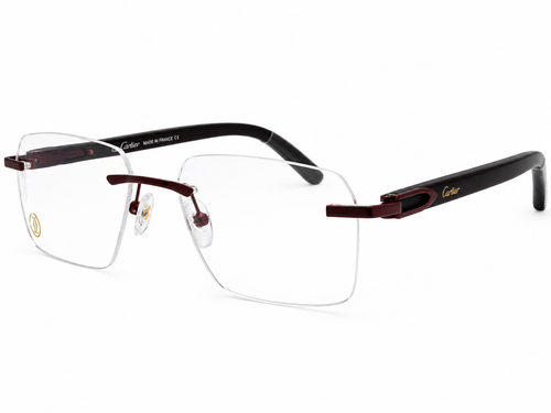 120637J Col.04 Premium Rimless Eyeglasses – Brown | Wood Temples