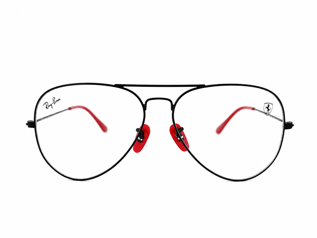 Premium Aviator Eyeglasses – Black & Red Metal Frame