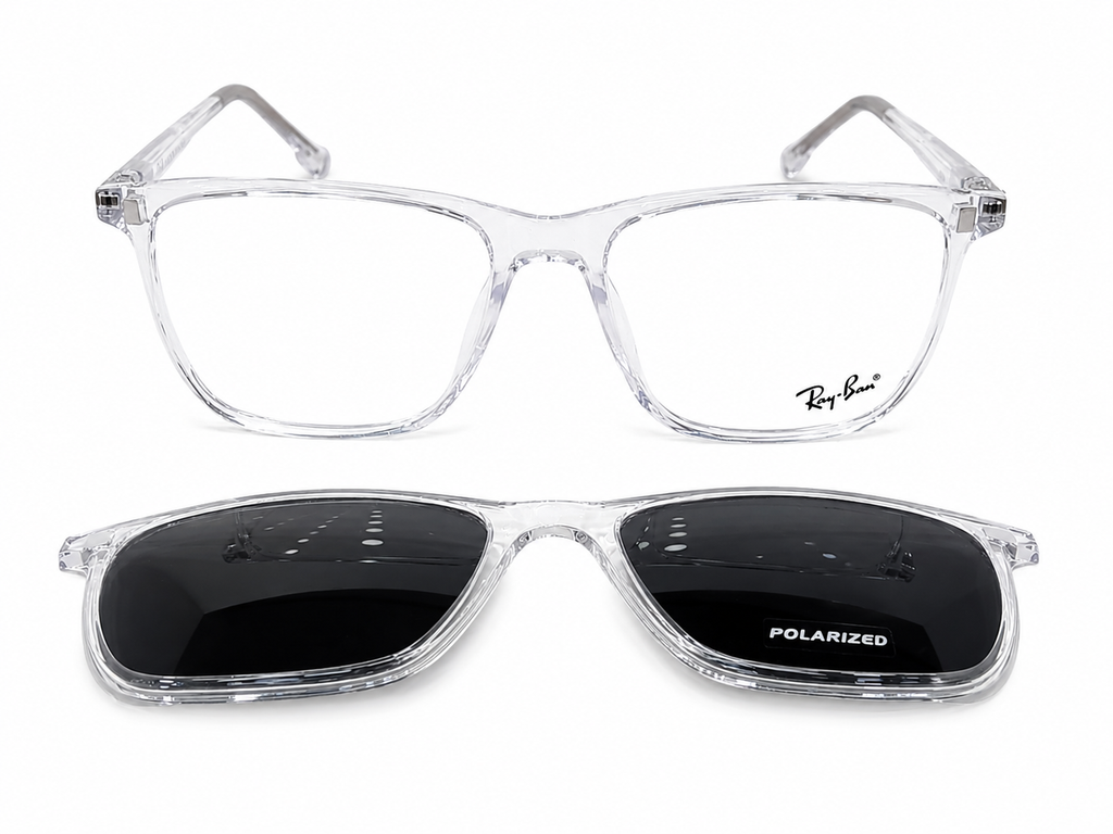 Magnetic Clip-On Eyeglasses – Transparent Frame