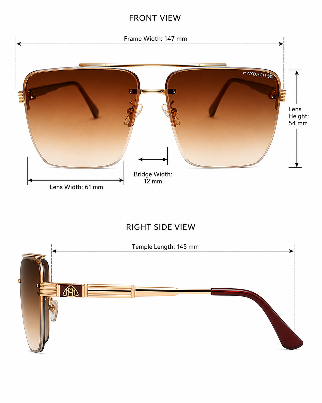 Oversized Square Rimless Sunglasses – Unisex