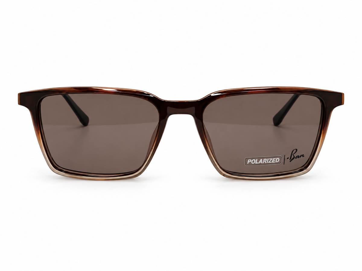 Rectangular Eyeglasses with Polarized Clip-On Sunglass Attachment – 8090