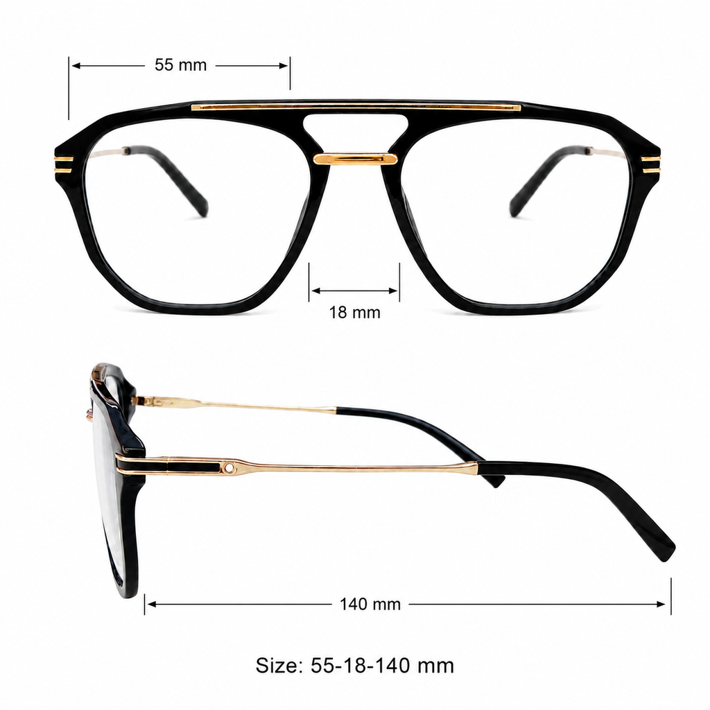 Valiant Double-Bridge Geometric Square Optical Frame