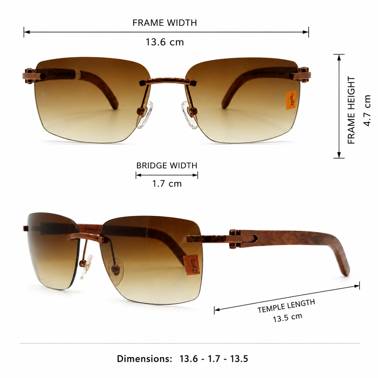 Premium Luxury Rimless Designer Sunglass