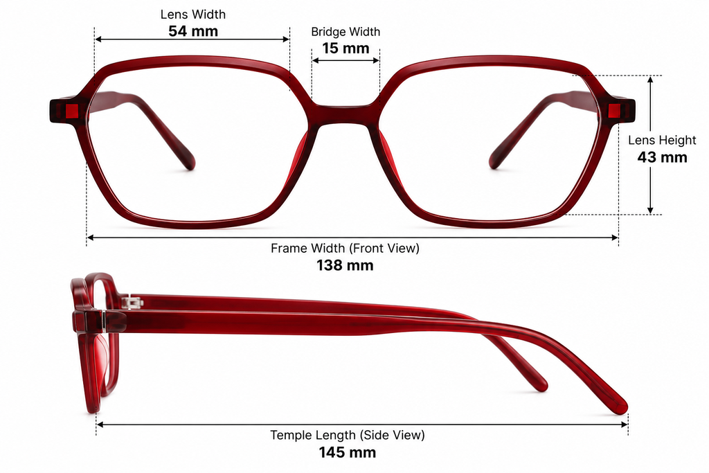 Geometric Polarized Clip-On Eyeglasses – Matte Burgundy Red