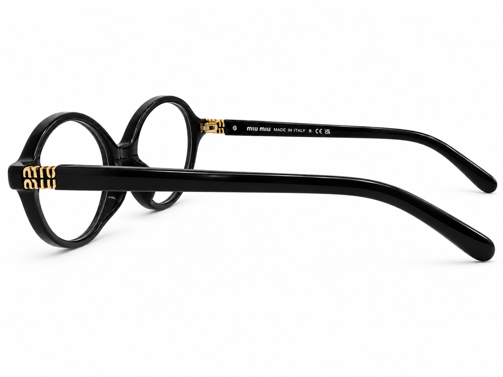 Premium Oval Black Eyeglasses Frame with Gold Detail