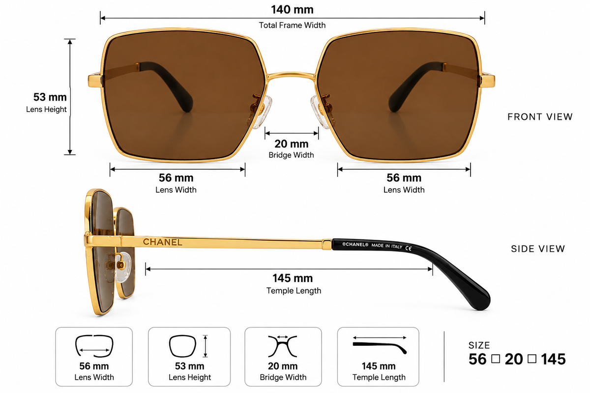 Luxe Oversized Square Sunglasses for Women – Gold & Brown