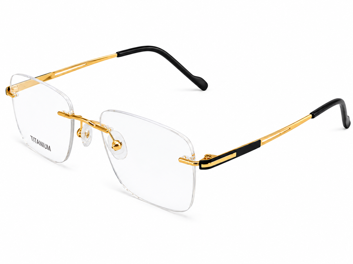 Golden Titanium Rimless Eyeglasses
