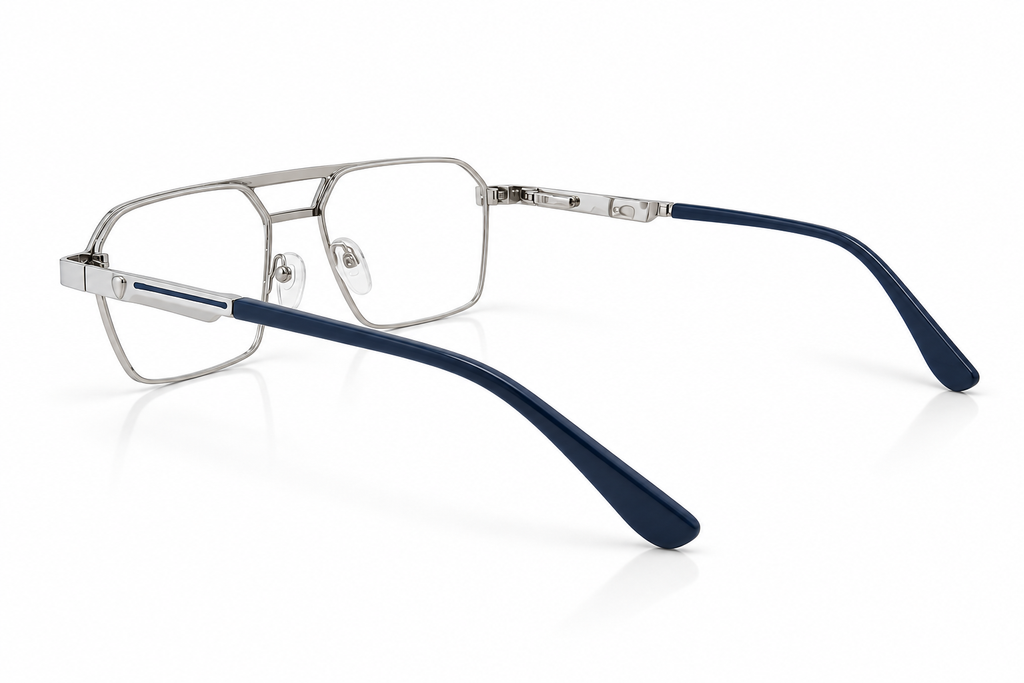 Luxe Double Bridge Rectangular Eyeglasses with Detachable Sunglass Attachment