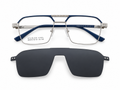 Luxe Double Bridge Rectangular Eyeglasses with Detachable Sunglass Attachment