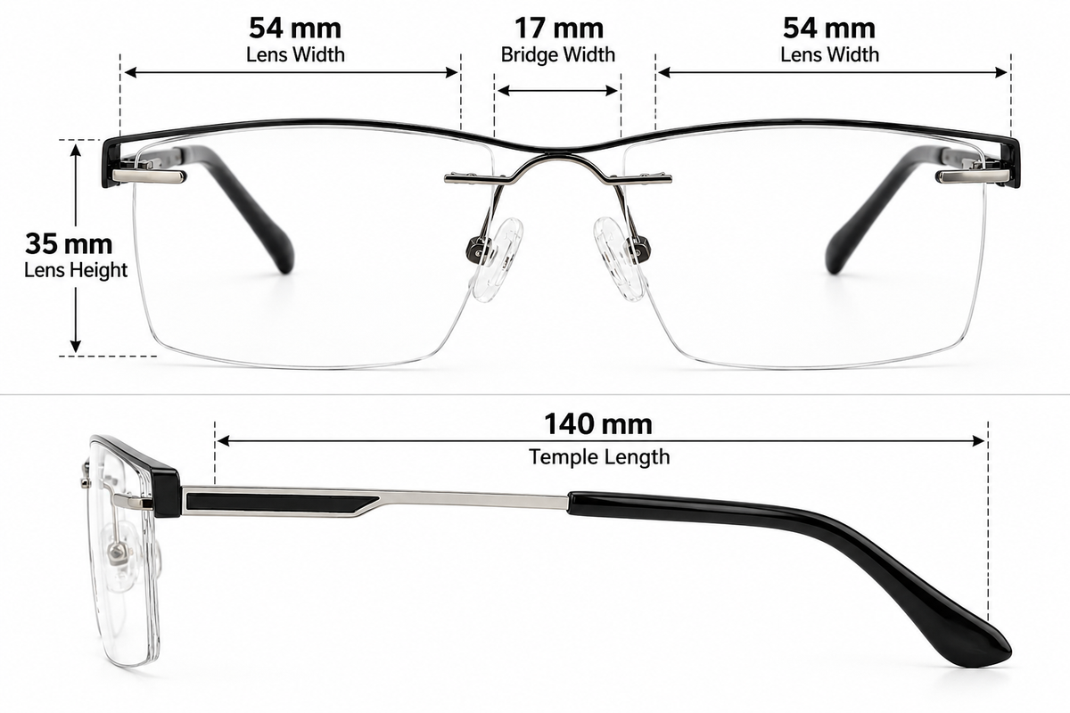 May & Baches 6223 Semi-Rimless Rectangular Eyeglasses