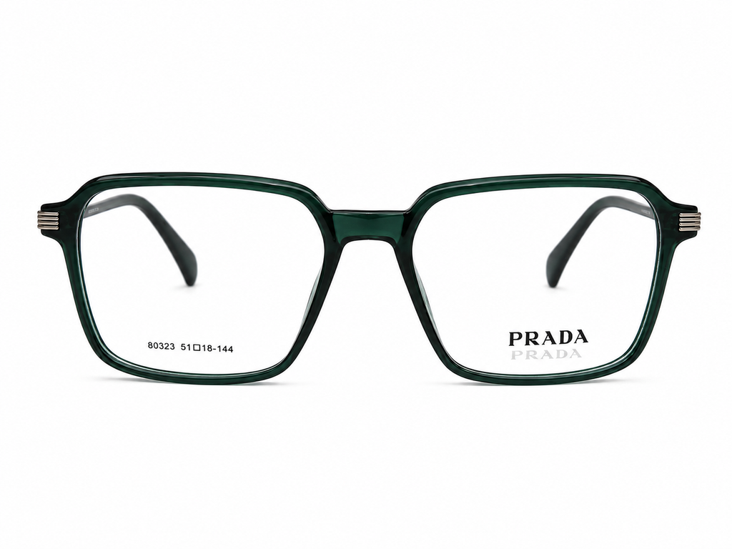 Modern Square Optical Frame – Dark Emerald Green