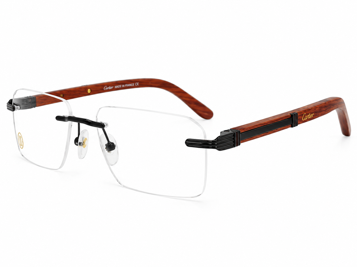 Premium Rimless Wooden Temple Eyeglasses