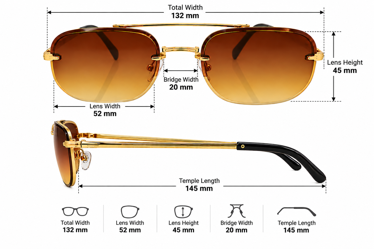 Luxury Gold Double Bridge Sunglasses – Gradient Rimless