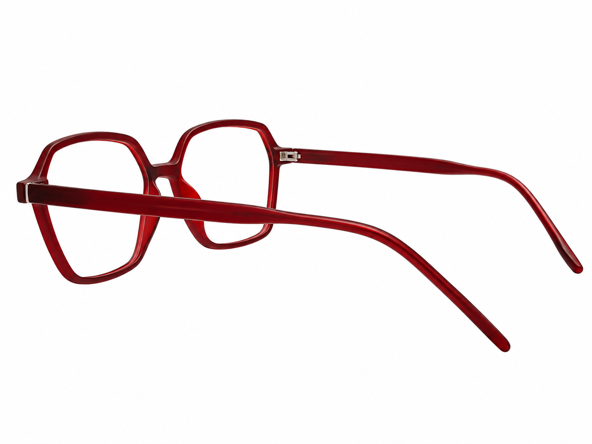 Matte Burgundy Geometric Square Eyeglasses – 172911
