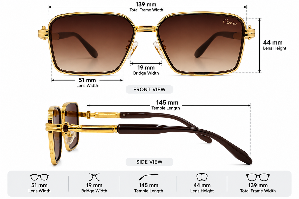 Prestige Rectangular Gradient Sunglasses – 51-19-145